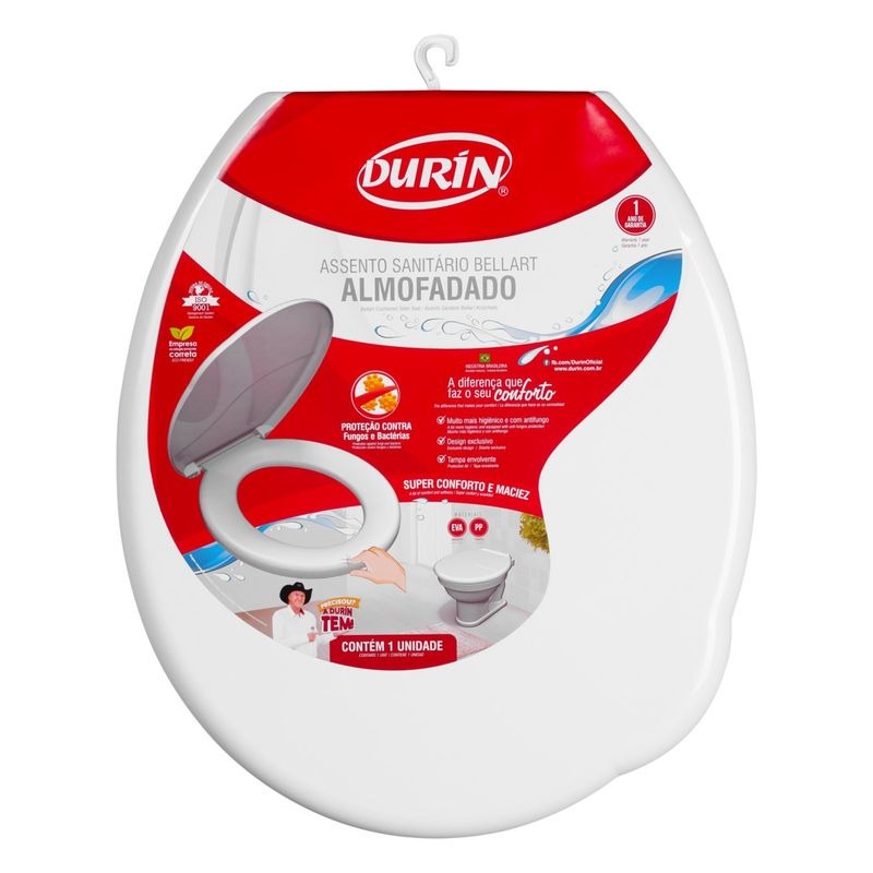 Assento Sanitário Durin Almofadado Bellart Branco Universal Oval - Imagem 2