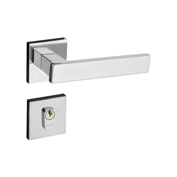 Fechadura Pado Zm Retro Roseta Quadrada Externa Cromada