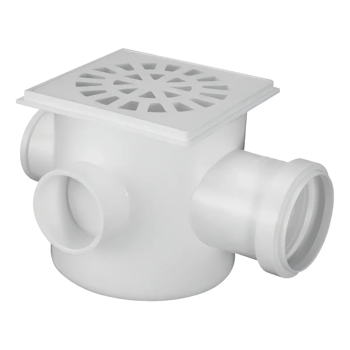 Caixa Sifonada Quadrada Nº 05 - 100 x 100 x 50mm com Grelha Branca Krona