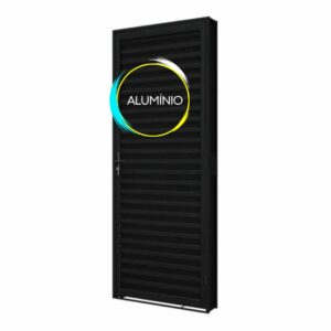 Porta Alumínio Laminada 2,15x0,85m Classic Preta Esquerda
