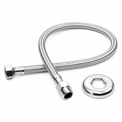 Engate Flexível Trançado em Aço Inox 60cm (1/2") para Água Fria e Quente